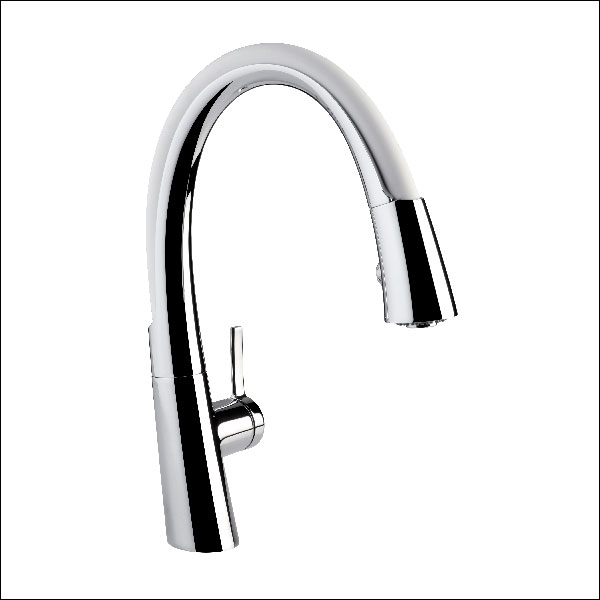 Single handle deck mount kitchen mixer.