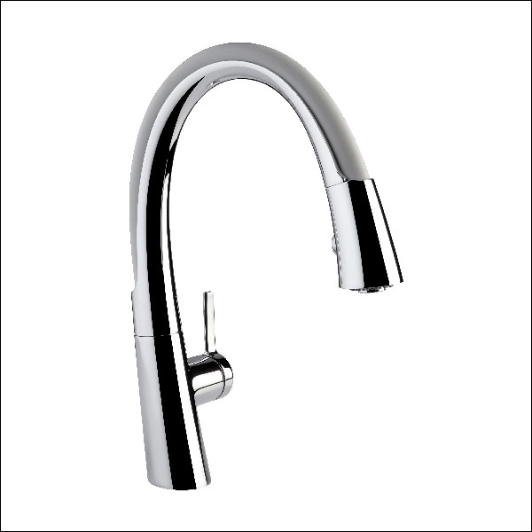 Single handle deck mount kitchen mixer.