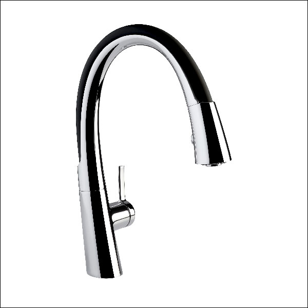 Single handle deck mount kitchen mixer.