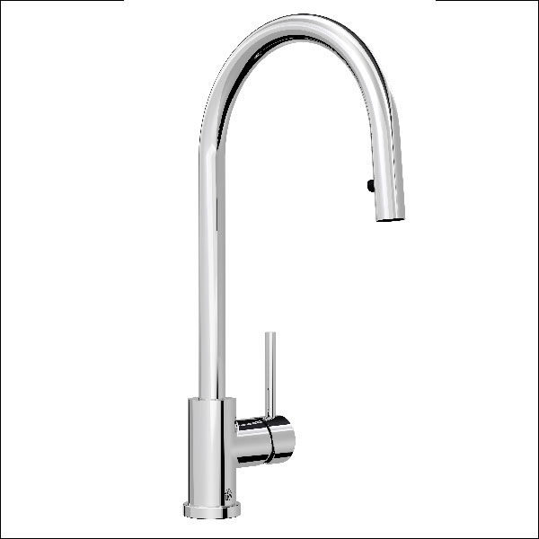 Single handle deck mount kitchen mixer.