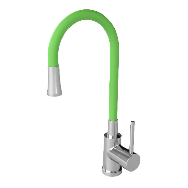 Single handle deck mount kitchen mixer with swivel spout.