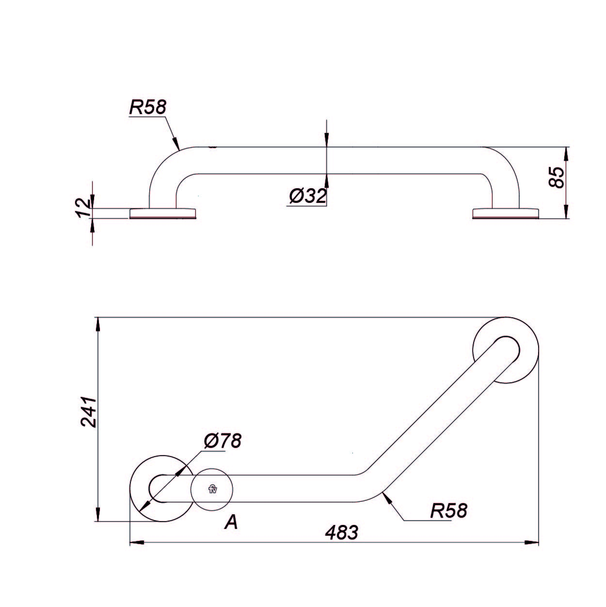 Inclined grab bar