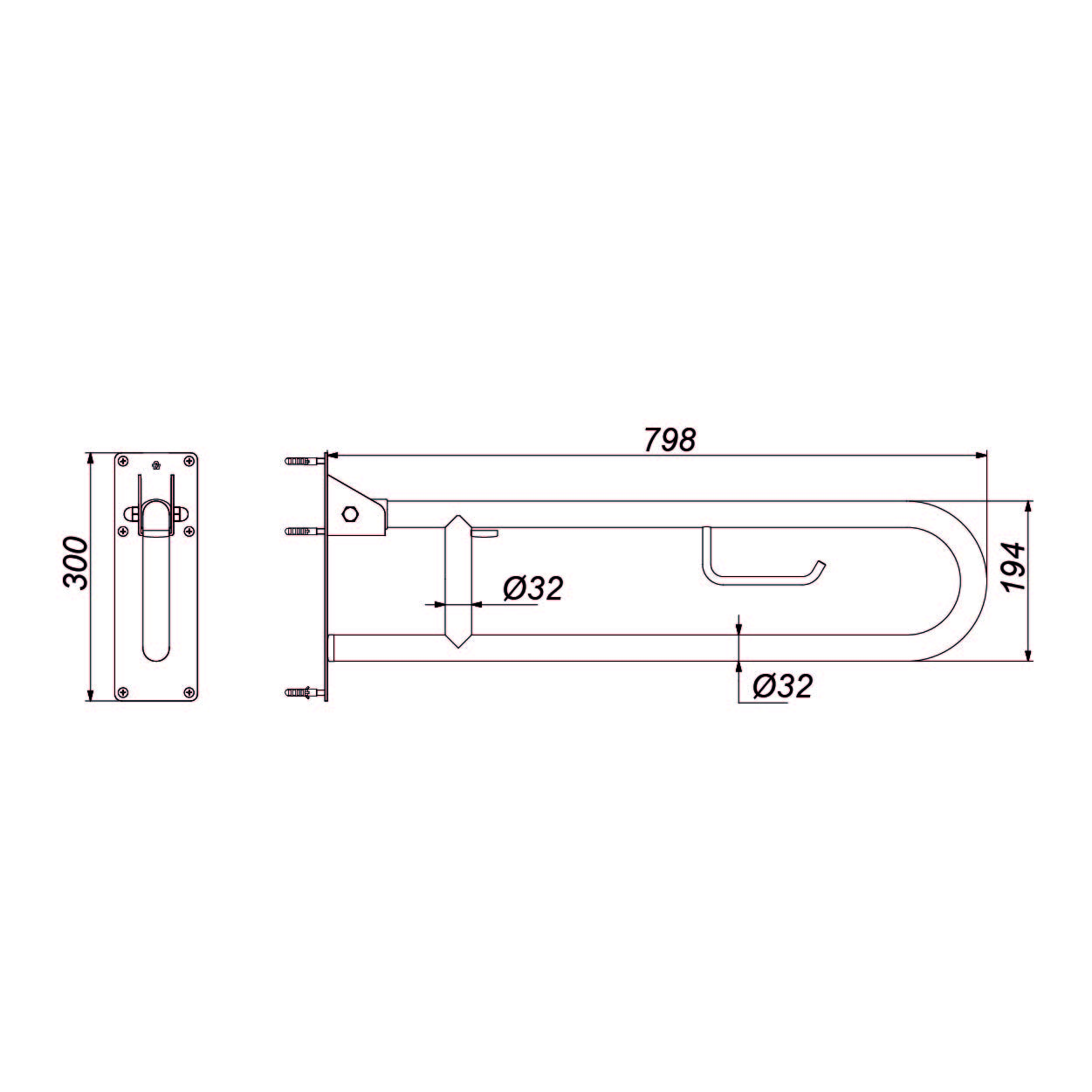 Folding grab bar