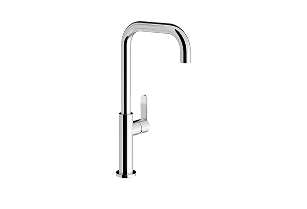 Single handle deck mount kitchen mixer with swivel spout.