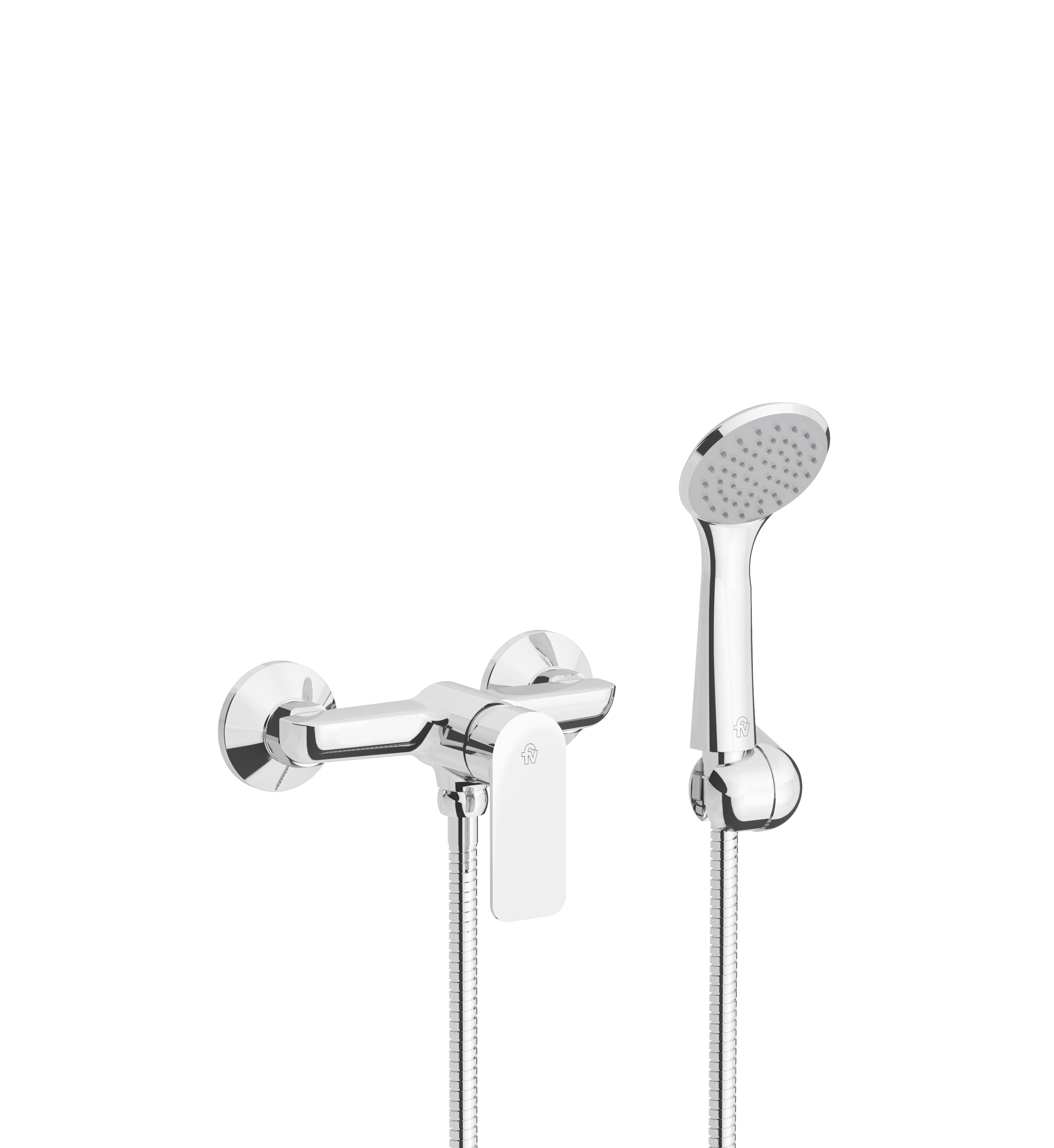 Single handle shower wall mount mixer, with eccentric couplings.