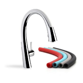 Single handle deck mount kitchen mixer.