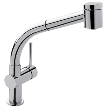 Single handle deck mount kitchen mixer.