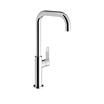 Single handle deck mount kitchen mixer with swivel spout.