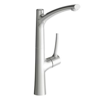 Single handle deck mount mixer, with swivel spout
