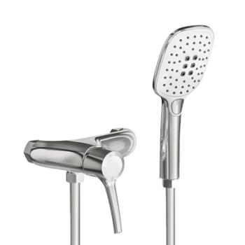 Single shower wall mount mixer, with eccentric couplings. 
