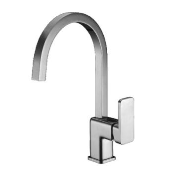 Single handle deck mount kitchen mixer with swivel spout.