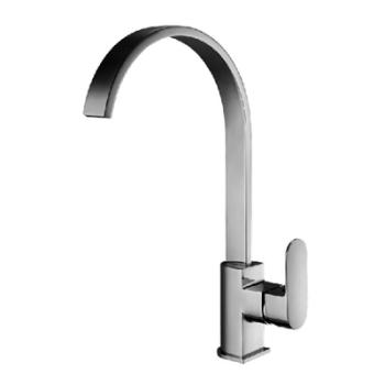 Single handle deck mount kitchen mixer with swivel spout.