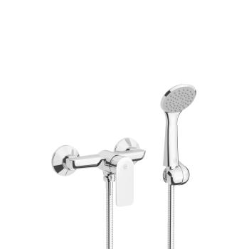 Single handle shower wall mount mixer, with eccentric couplings.