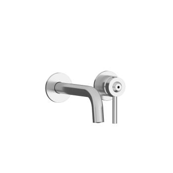 Wall mounted single handle lavatory.