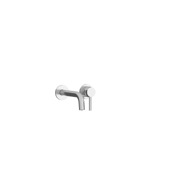 Wall mounted single handle lavatory.