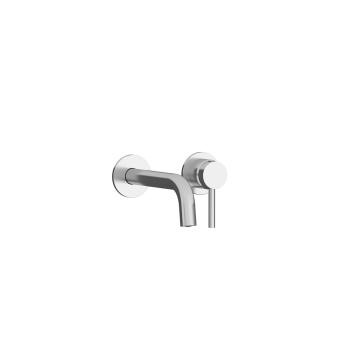 Wall mounted single handle lavatory.